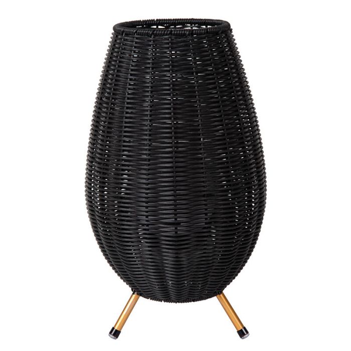 Zwarte buiten tafellamp landelijk, Colin, 3W, 3000K LED, IP44, 3-staps dimbaar