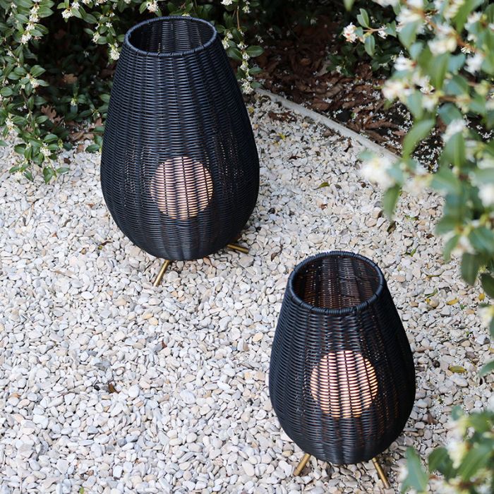 Zwarte buiten tafellamp landelijk, Colin, 3W, 3000K LED, IP44, 3-staps dimbaar