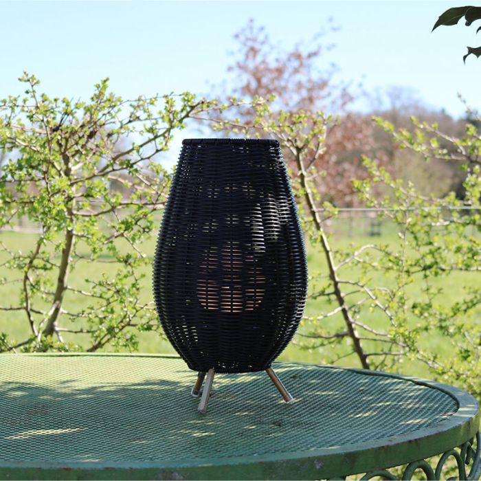 Zwarte buiten tafellamp landelijk, Colin, 3W, 3000K LED, IP44, 3-staps dimbaar