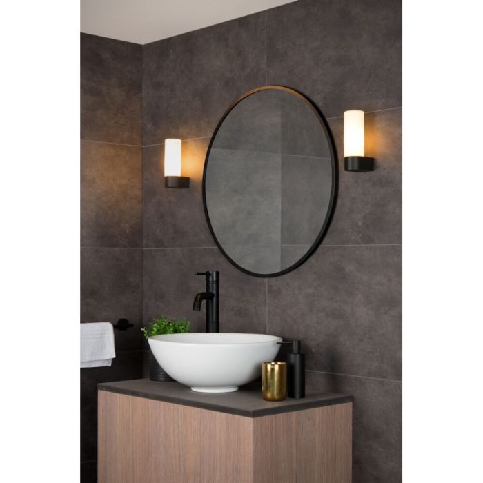 Zwarte wandlamp Jesse, glas