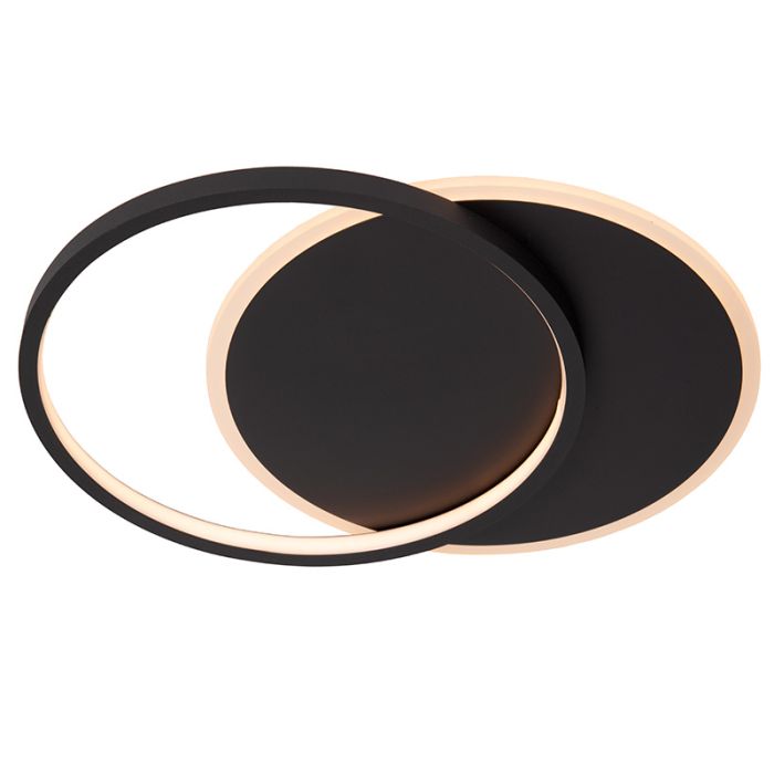 Zwarte plafonnière modern, Axelle, 24W, 2700K LED, 3-staps dimbaar