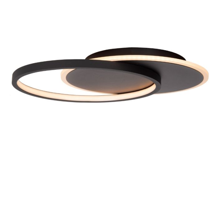 Zwarte plafonnière modern, Axelle, 24W, 2700K LED, 3-staps dimbaar