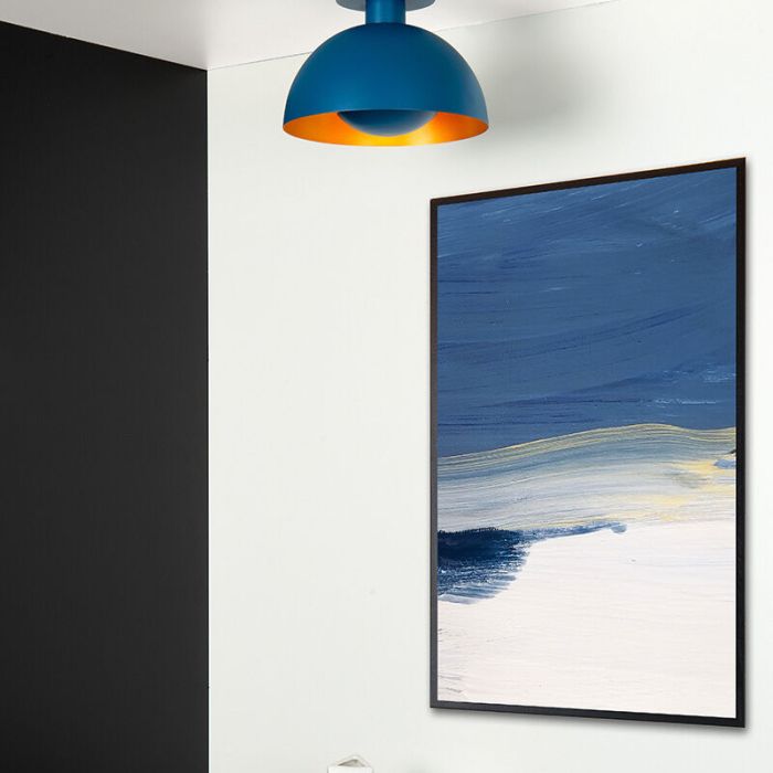 Blauwe moderne plafonniere, Siemon, metaal