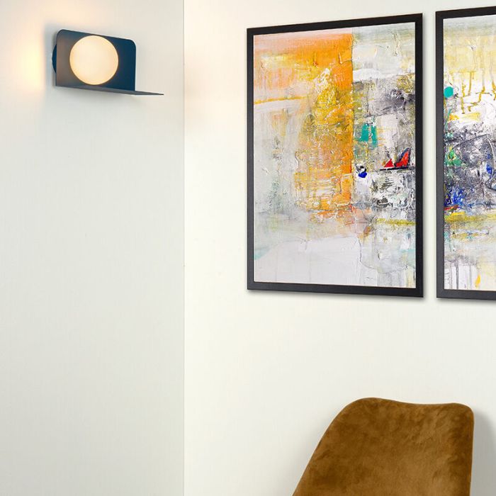 Blauwe retro wandlamp, Bonni, glas
