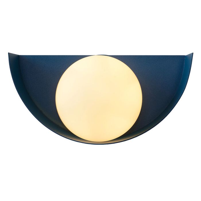 Blauwe retro wandlamp, Benni, glas