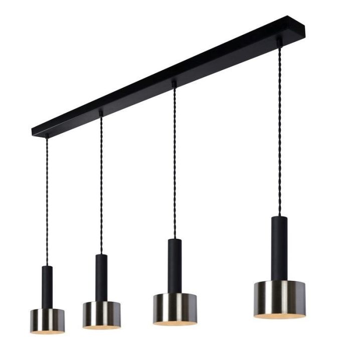 Retro hanglamp teun, Zwart en Nikkel
