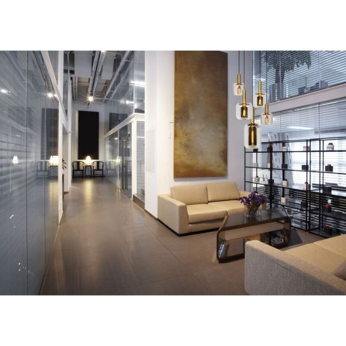 Grijze hanglamp Joanet, glas