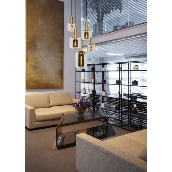 Grijze hanglamp Joanet, glas