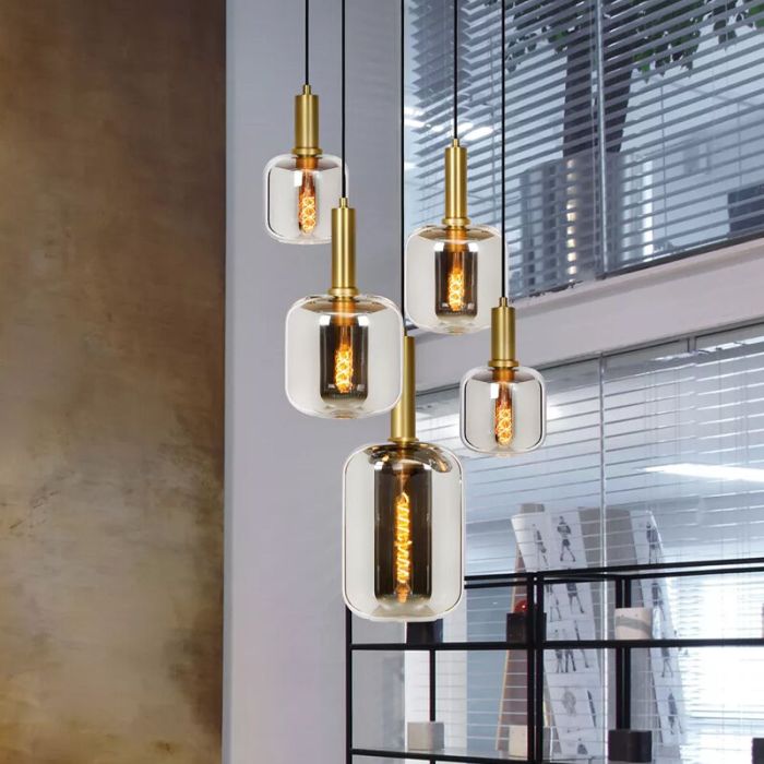 Grijze hanglamp Joanet, glas