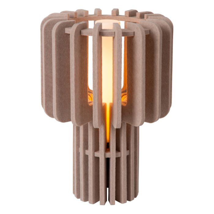 Taupe tafellamp modern, Rollo, met schakelaar