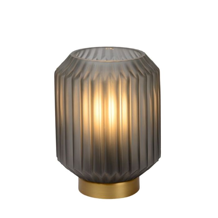 Grijze tafellamp Sueno, glas