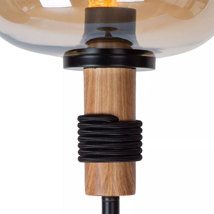 Amberkleurige vloerlamp retro, Ilona, met schakelaar