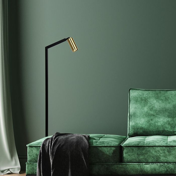 Zwarte vloerlamp modern, Sybil, met schakelaar