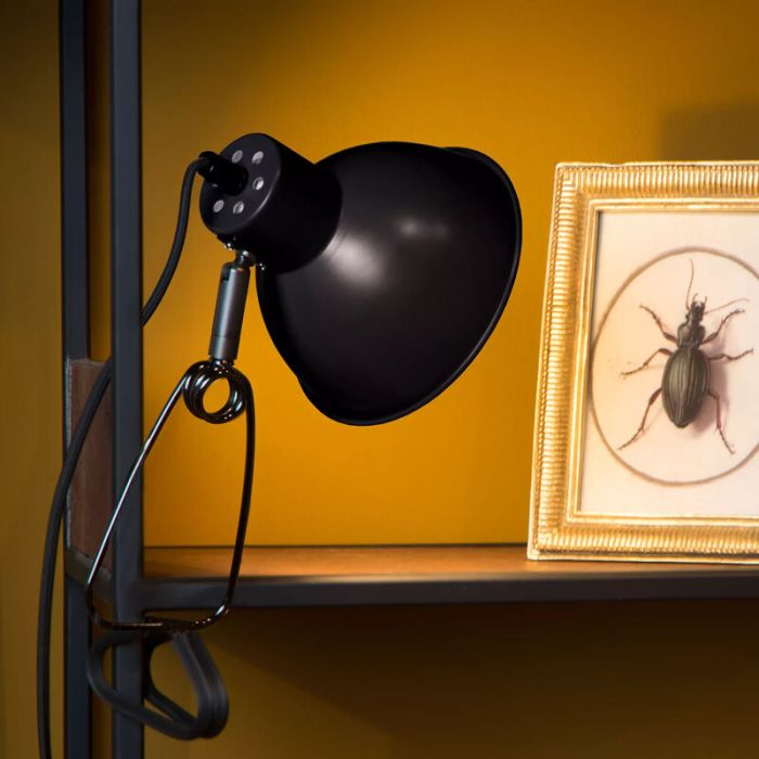 Zwarte klemlamp Moys, staal