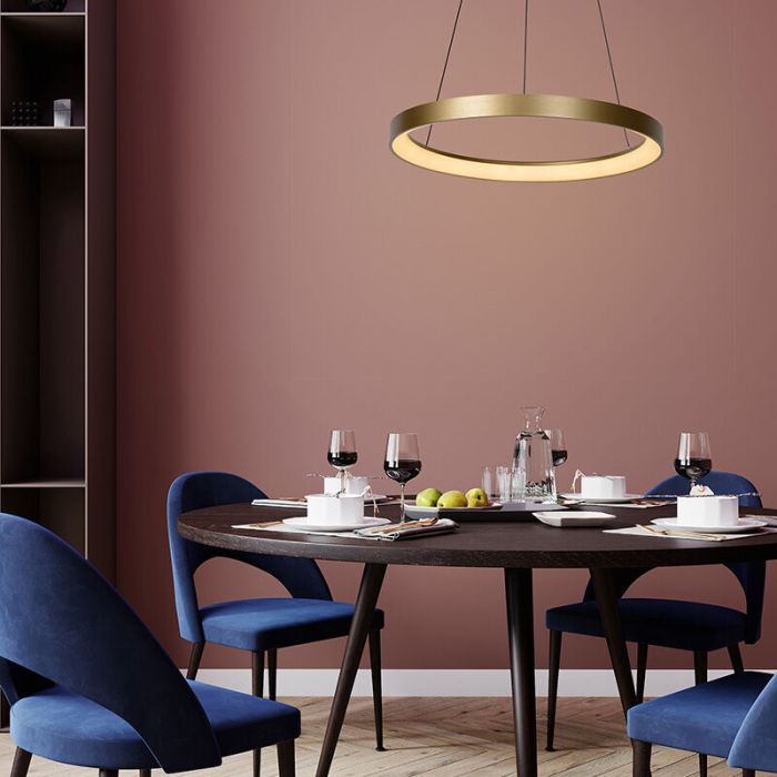 Messing hanglamp modern, Vidal, 48W, 2700K LED