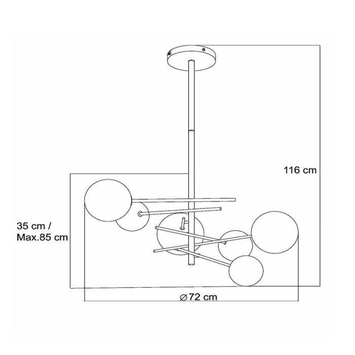 Gouden hanglamp modern, Alara