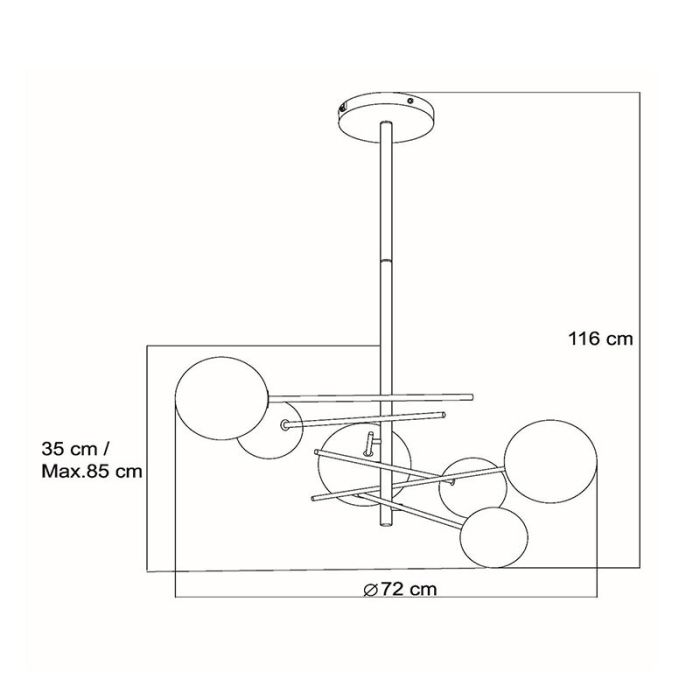 Zwarte hanglamp modern, Alara