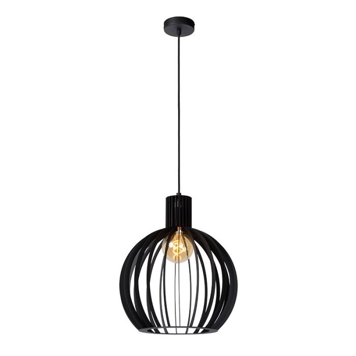 Zwarte moderne hanglamp, Mikaela, metaal