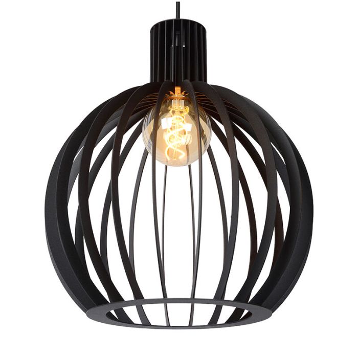 Zwarte moderne hanglamp, Mikaela, metaal