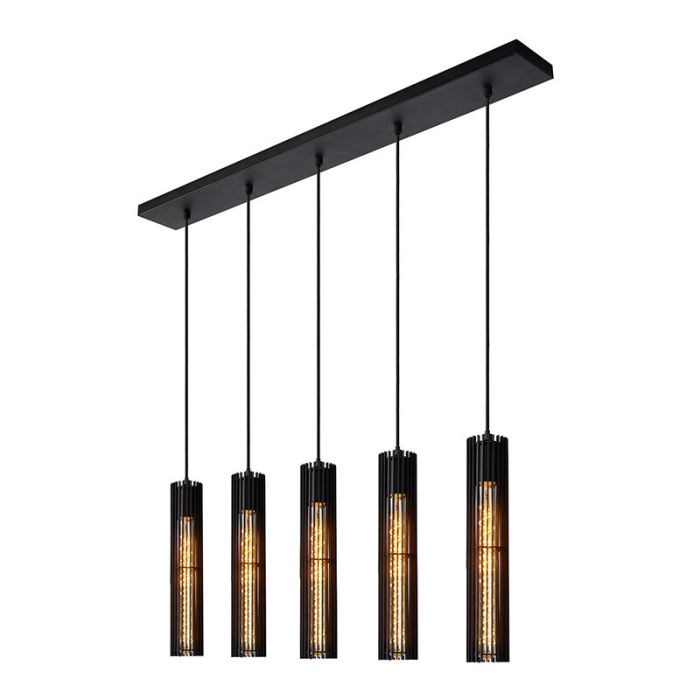 Zwarte moderne hanglamp, Lionel, metaal