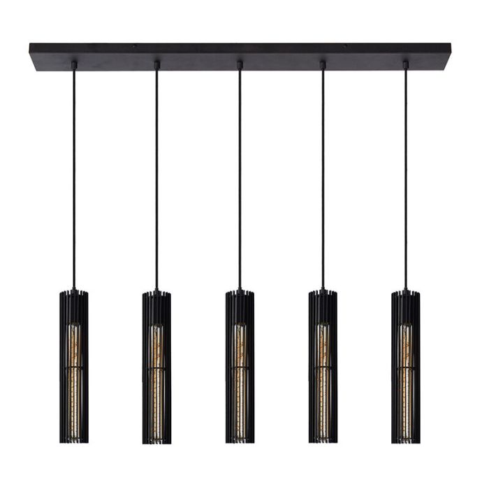 Zwarte moderne hanglamp, Lionel, metaal