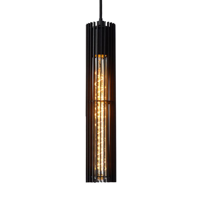 Zwarte moderne hanglamp, Lionel, metaal