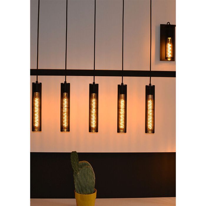 Zwarte moderne hanglamp, Lionel, metaal