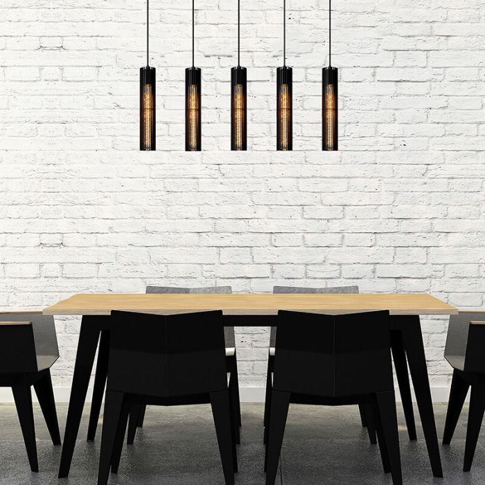Zwarte moderne hanglamp, Lionel, metaal