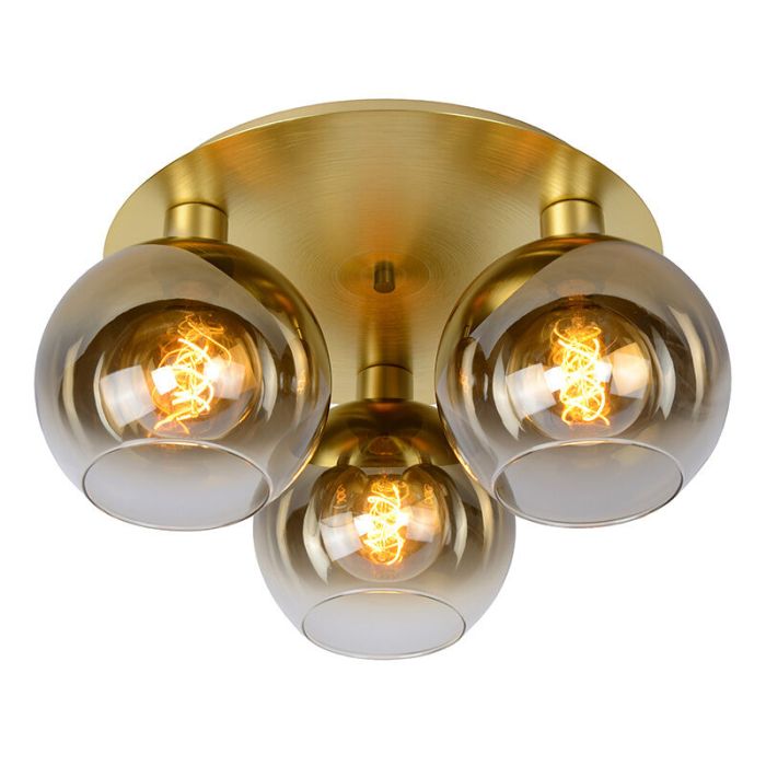 Gouden retro plafonniere, Marius, glas