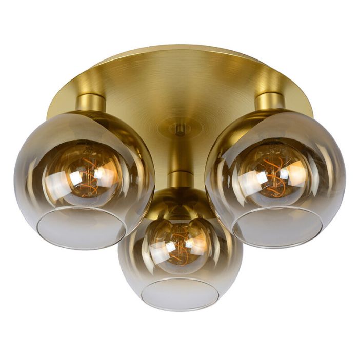Gouden retro plafonniere, Marius, glas