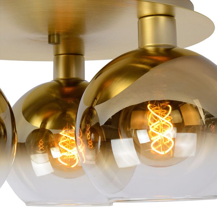 Gouden retro plafonniere, Marius, glas