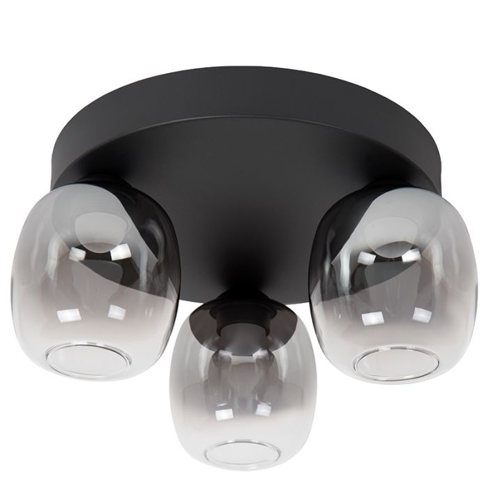 Grijze plafonnière rookglas, Tamino, 5,6W, 3000K LED