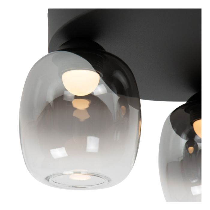 Grijze plafonnière rookglas, Tamino, 5,6W, 3000K LED