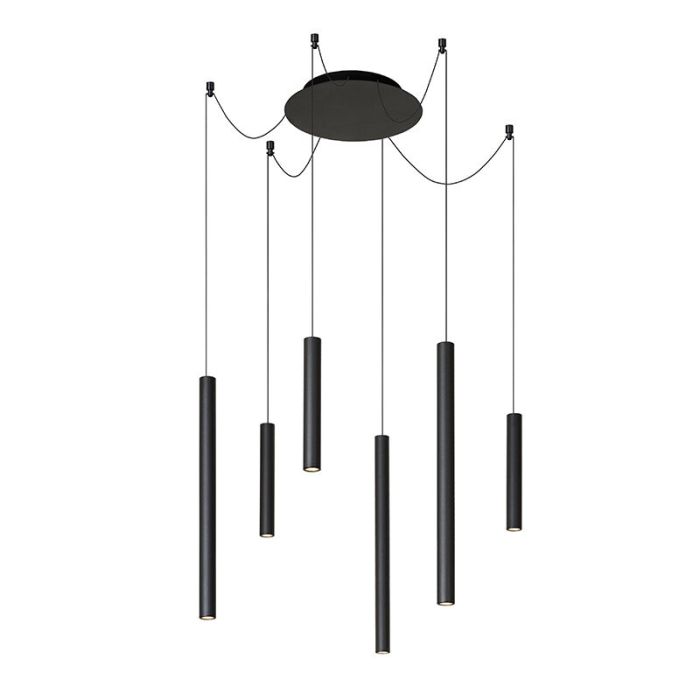 Zwarte moderne hanglamp, Lorenz, aluminium
