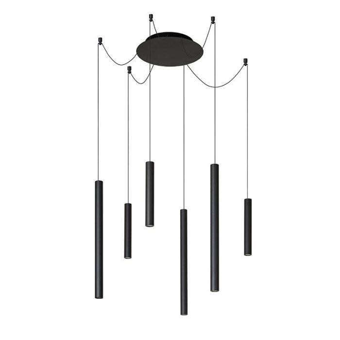 Zwarte moderne hanglamp, Lorenz, aluminium