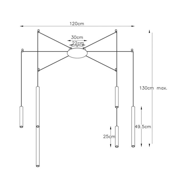 Zwarte moderne hanglamp, Lorenz, aluminium
