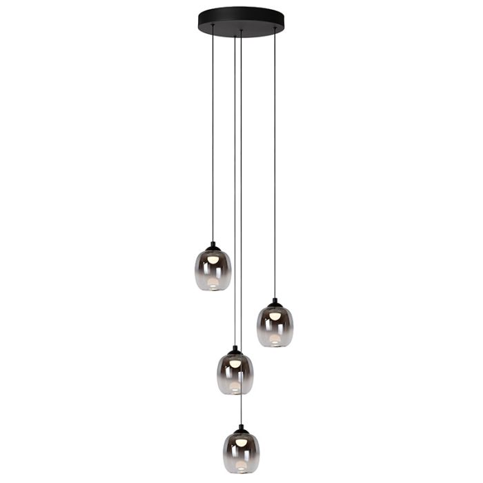 Grijze hanglamp rookglas, Tamino, 5,2W, 3000K LED