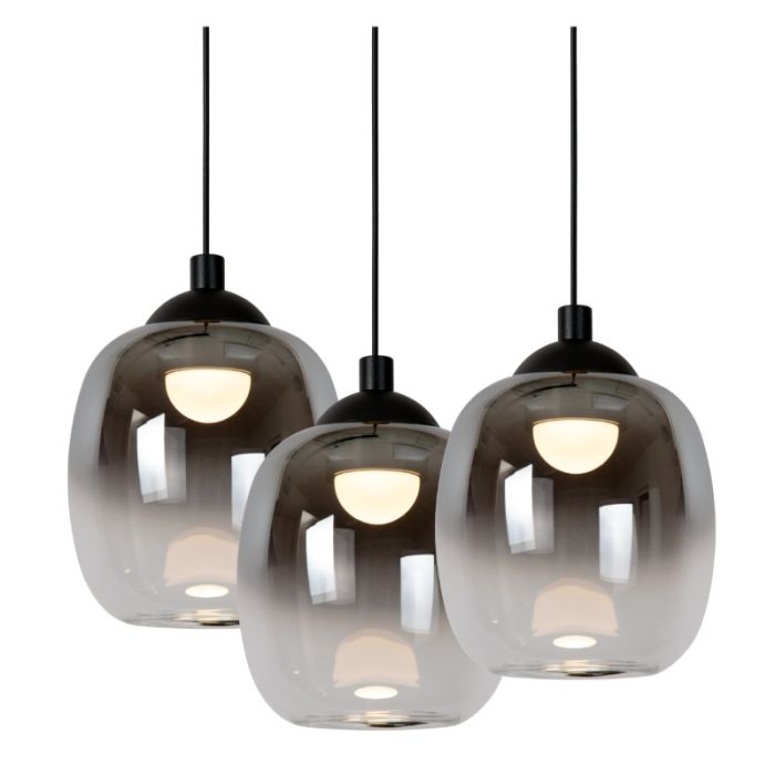 Grijze hanglamp rookglas, Tamino, 5,2W, 3000K LED