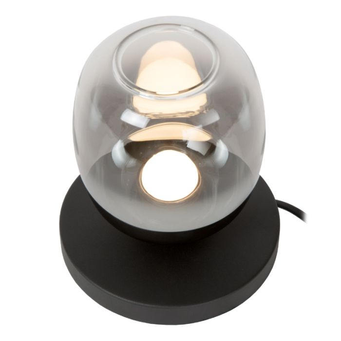 Grijze tafellamp rookglas, Tamino, 6W, 3000K LED, met schakelaar