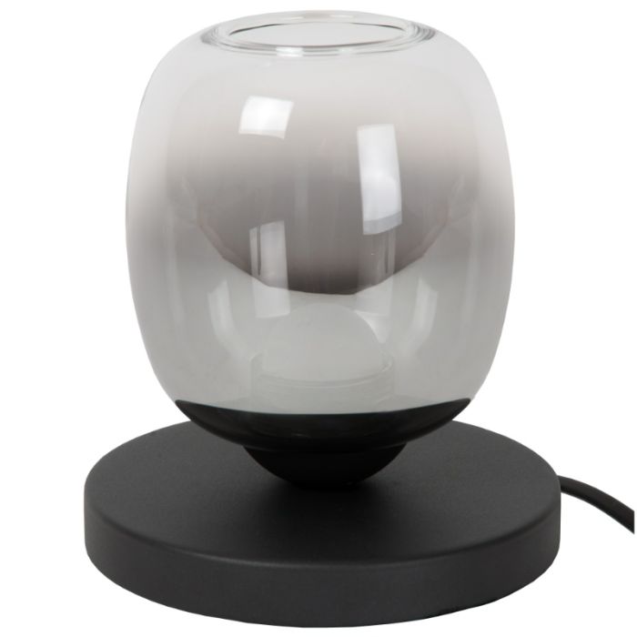 Grijze tafellamp rookglas, Tamino, 6W, 3000K LED, met schakelaar