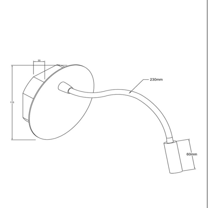 Gouden bedlamp modern, Jolijn, 2W, 3000K LED, met schakelaar