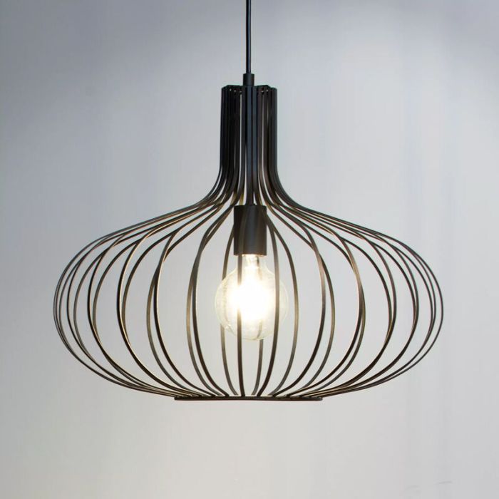 Retro hanglamp Manuela, Zwart