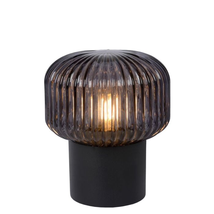 Zwarte tafellamp Jany, glas