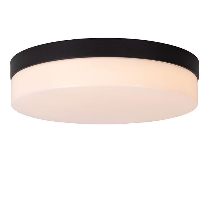 Zwarte badkamer plafondlamp kunststof, Biskit, 18W, 2700K LED, IP44