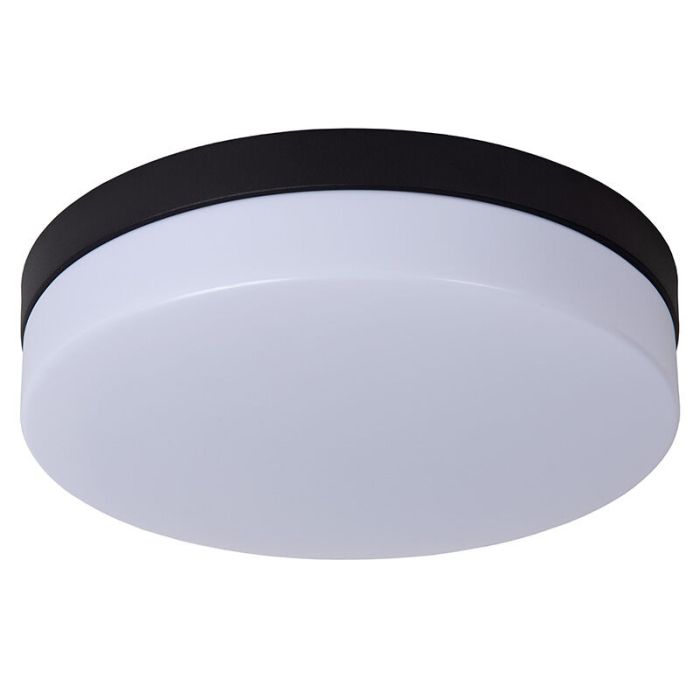 Zwarte badkamer plafondlamp kunststof, Biskit, 18W, 2700K LED, IP44
