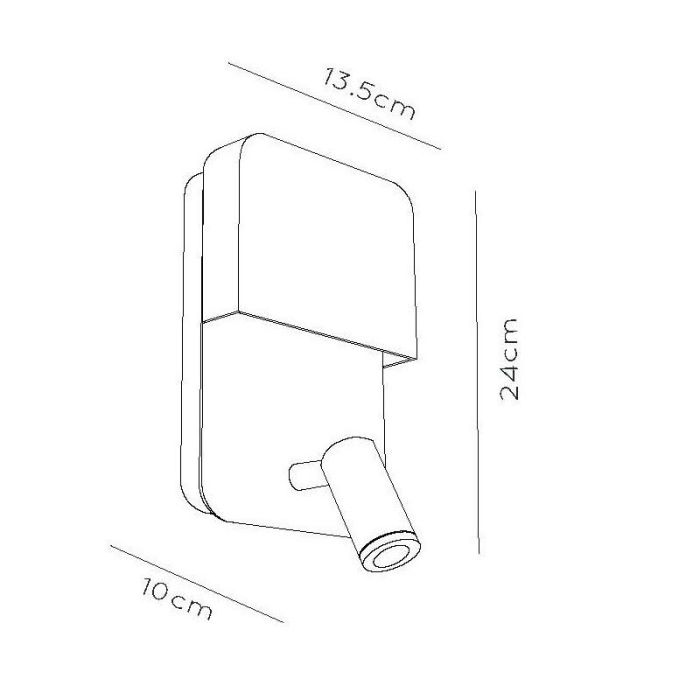 Witte wandlamp modern, Boxer, 5W, 3000K LED, met schakelaar