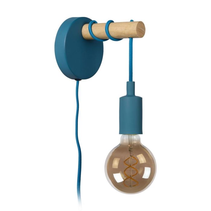 Blauwe wandlamp Paulien, metaal