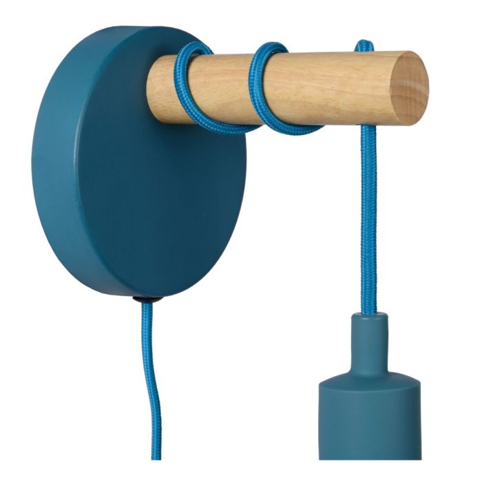 Blauwe wandlamp Paulien, metaal