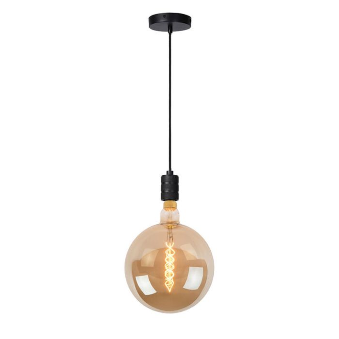Zwarte klassieke hanglamp, Jova, metaal