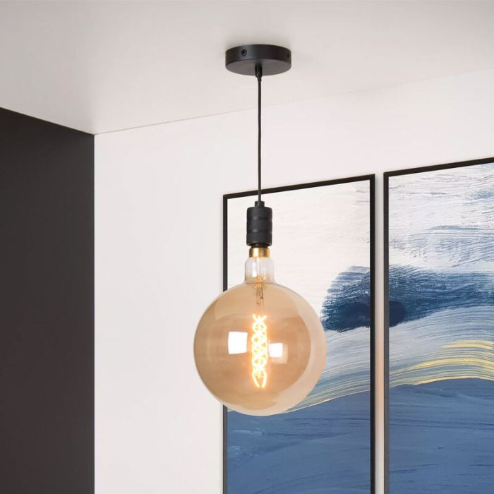 Zwarte klassieke hanglamp, Jova, metaal